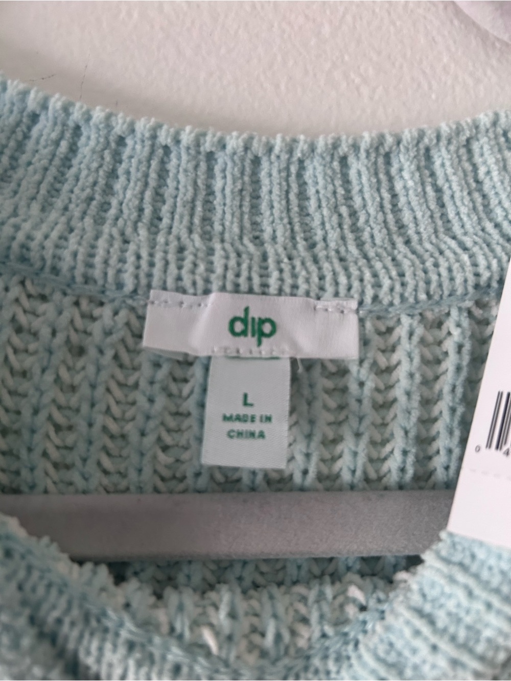 dip Two-Tone Light Blue Ribbed Crewneck Sweater - Picture 3 of 4